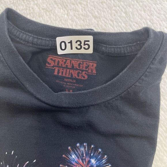 Medium Black Midriff Stranger Things Crop Top T-Shirt - Picture 9 of 9